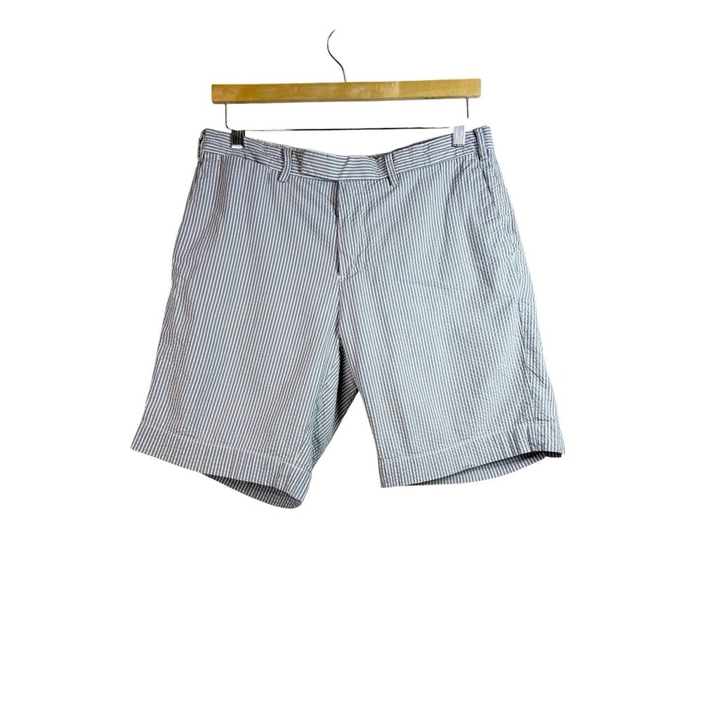 Polo Ralph Lauren Shorts Mens Sz 34 Suffield Fit Blue White Seersucker Striped